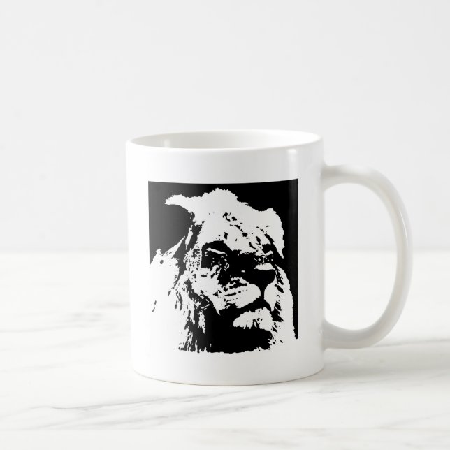 Black & white lion pop art coffee mug (Right)