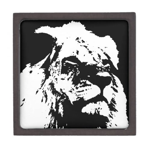 Black  white lion pop art gift box