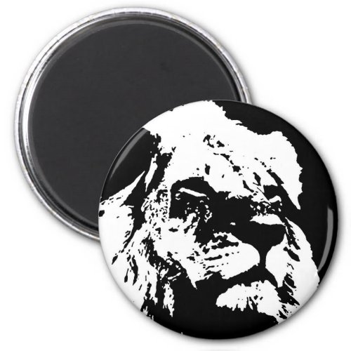 Black  white lion pop art magnet