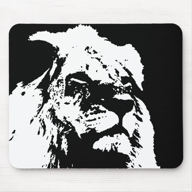 Black & white lion pop art mouse pad (Front)