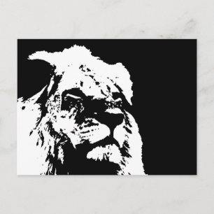 Black & white lion pop art postcard