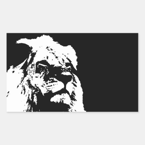 Black  white lion pop art rectangular sticker