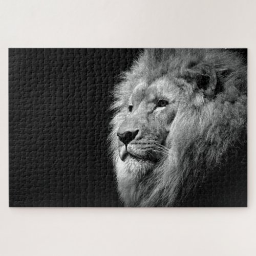 Black White Lion Portrait _ Animal Photography Jigsaw Puzzle