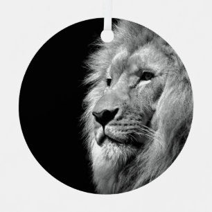 Black White Lion Portrait - Animal Photography Ornament