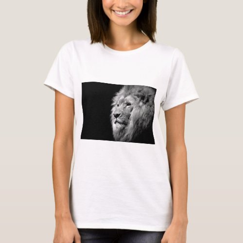 Black White Lion Portrait _ Animal Photography T_Shirt