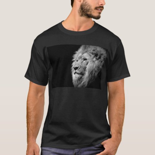 Black White Lion Portrait _ Animal Photography T_Shirt