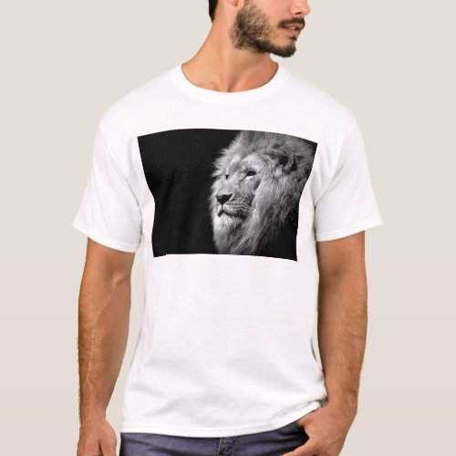 Black White Lion Portrait _ Animal Photography T_Shirt