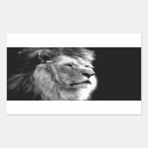 Black White Lion Rectangular Sticker