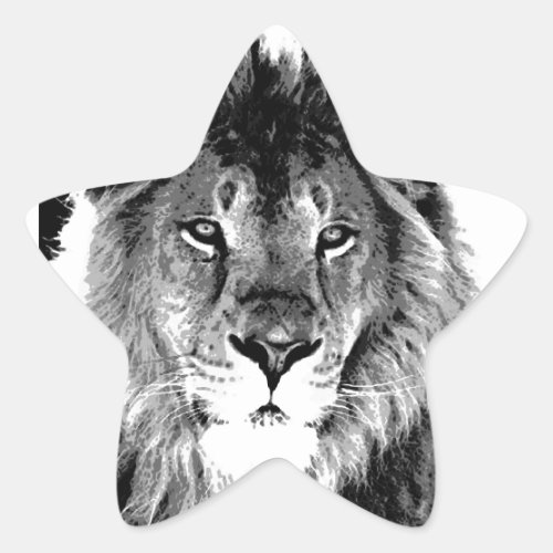 Black  White Lion Star Sticker