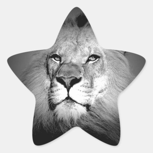 Black  White Lion Star Sticker