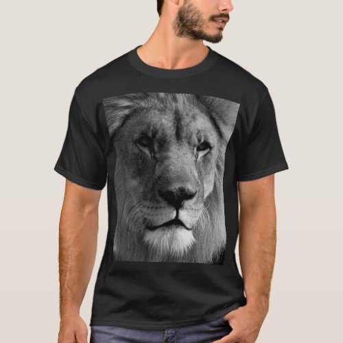 Black  White Lion T_Shirt