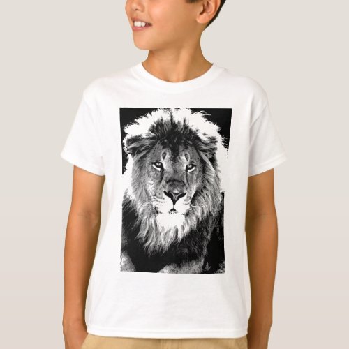 Black  White Lion T_Shirt