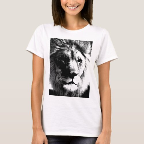 Black  White Lion T_Shirt