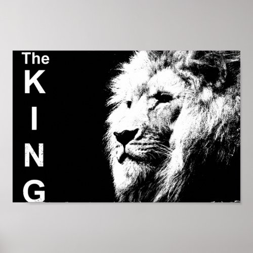 Black White Lion Template Nature Animal The King Poster