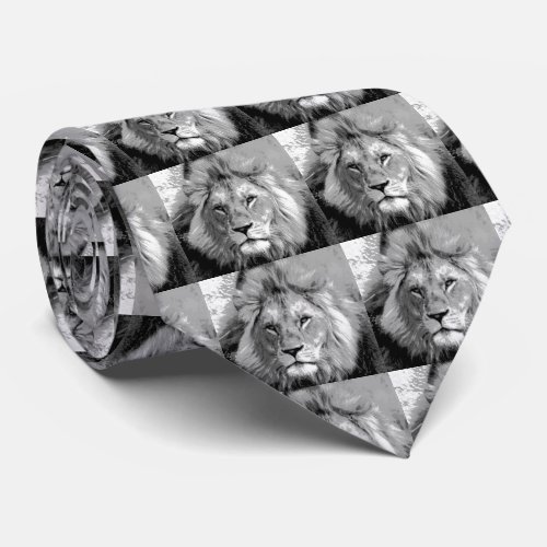 Black White Lion Tie