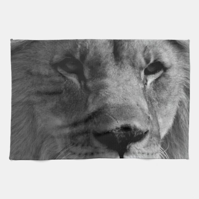 Black & White Lion Towel (Horizontal)