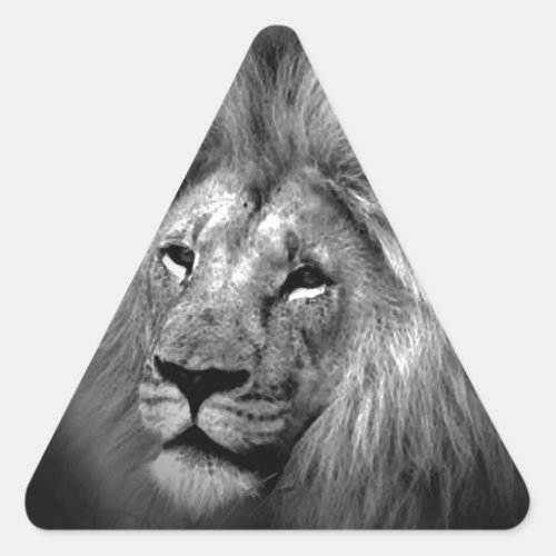 Black  White Lion Triangle Sticker