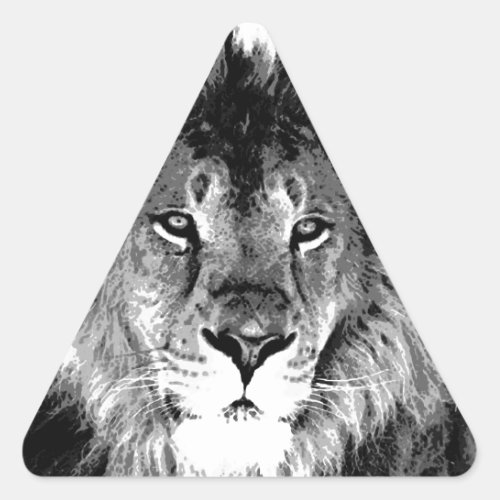 Black  White Lion Triangle Sticker