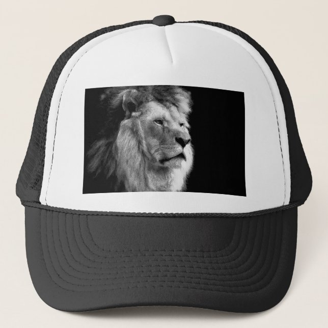 Black White Lion Trucker Hat (Front)