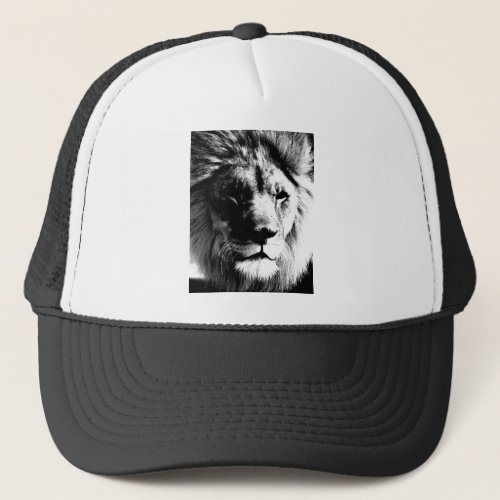 Black  White Lion Trucker Hat