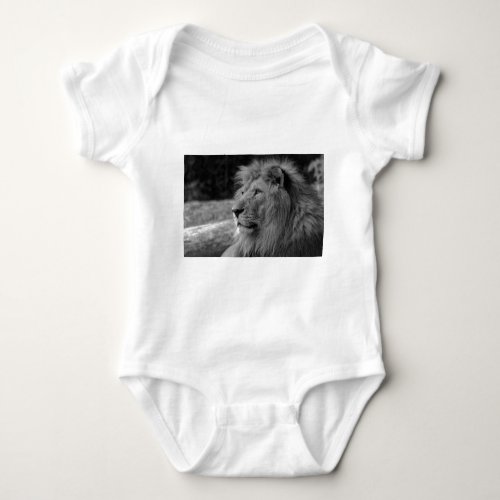 Black  White Lion _ Wild Animal Baby Bodysuit