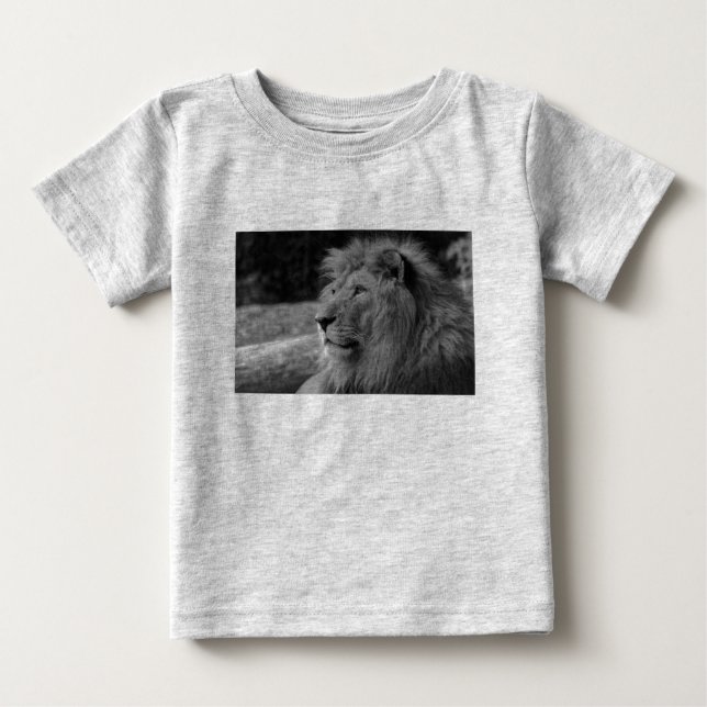 Black & White Lion - Wild Animal Baby T-Shirt (Front)