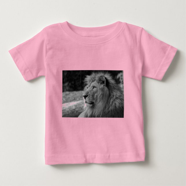 Black & White Lion - Wild Animal Baby T-Shirt (Front)