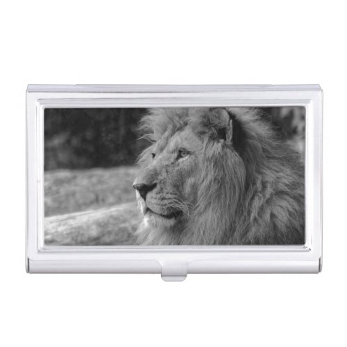 Black  White Lion _ Wild Animal Business Card Case