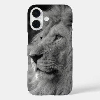 Black & White Lion - Wild Animal iPhone 16 Case