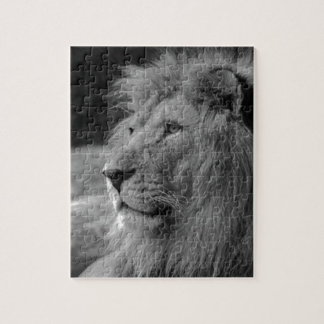 Black & White Lion - Wild Animal Jigsaw Puzzle (Vertical)
