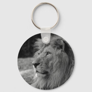 Black & White Lion - Wild Animal Keychain