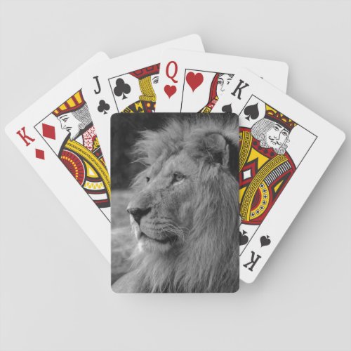 Black  White Lion _ Wild Animal Playing Cards