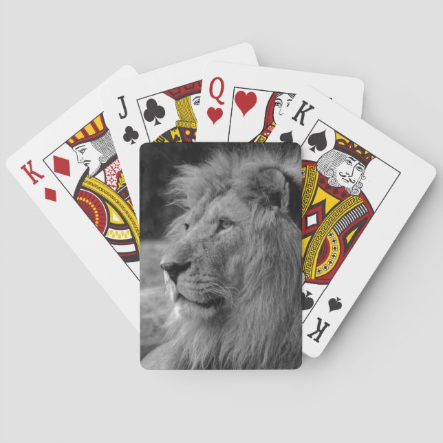 Black & White Lion - Wild Animal Poker Cards (Back)