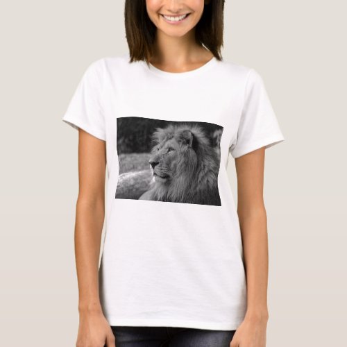 Black  White Lion _ Wild Animal T_Shirt