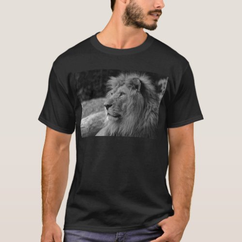 Black  White Lion _ Wild Animal T_Shirt