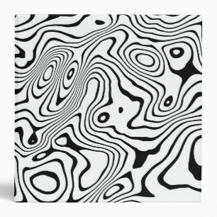 Black White liquid swirl Abstract Design 3 Ring Binder