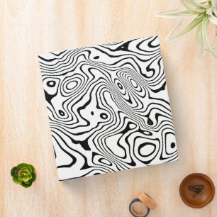 Black White liquid swirl Abstract Design 3 Ring Binder