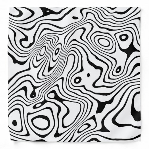 Black White liquid swirl Abstract Design Bandana