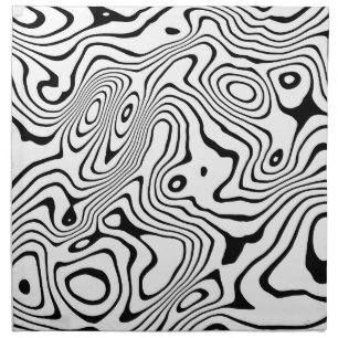 Black White liquid swirl Abstract Design Cloth Napkin
