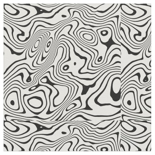 Black White liquid swirl Abstract Design Fabric