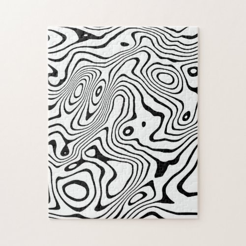 Black White liquid swirl Abstract Design Jigsaw Puzzle
