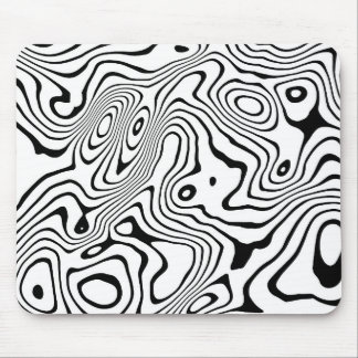 Black White liquid swirl Abstract Design Mouse Pad