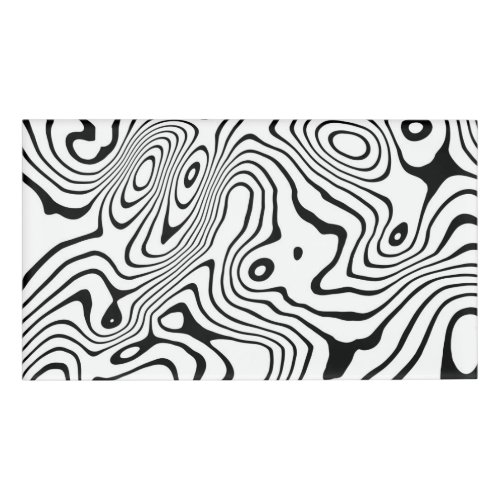 Black White liquid swirl Abstract Design Name Tag