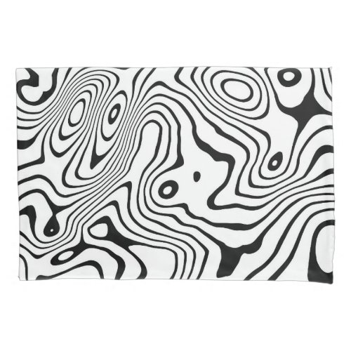 Black White liquid swirl Abstract Design Pillow Case