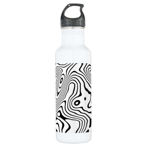 Black White liquid swirl Abstract Design Stainless Steel Water Bottle