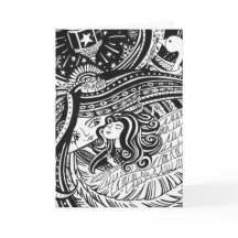 Black & White Little Match Girl Valentine Card
