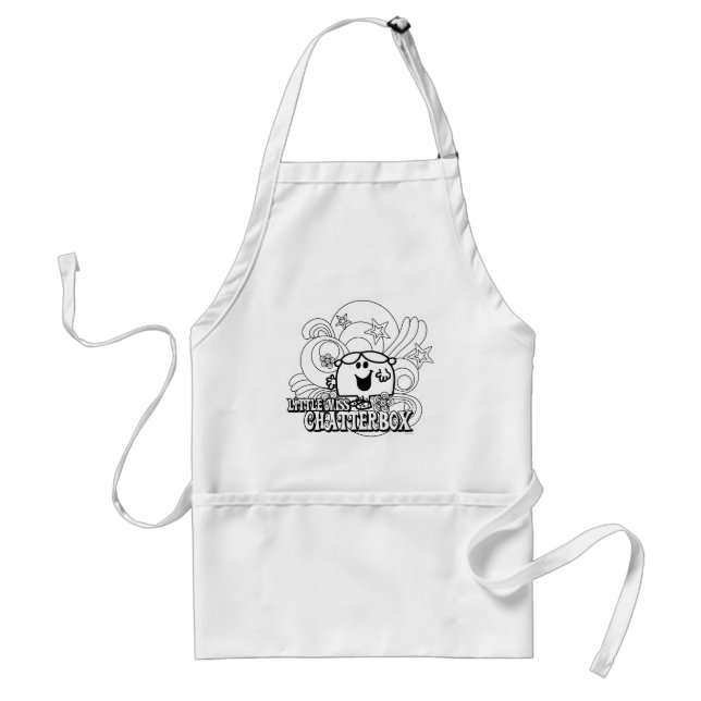 Black & White Little Miss Chatterbox Adult Apron (Front)