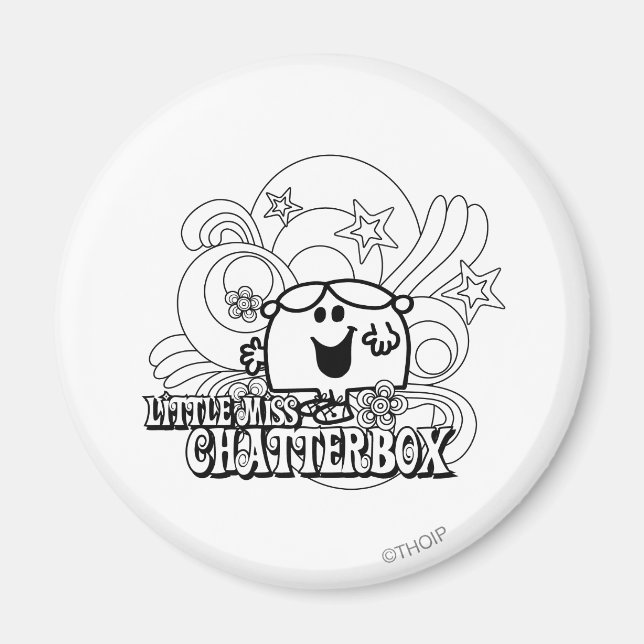 Black & White Little Miss Chatterbox Magnet (Front)