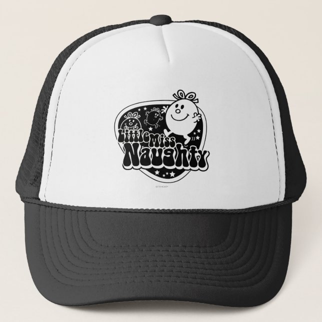 Black & White Little Miss Naughty Trucker Hat (Front)