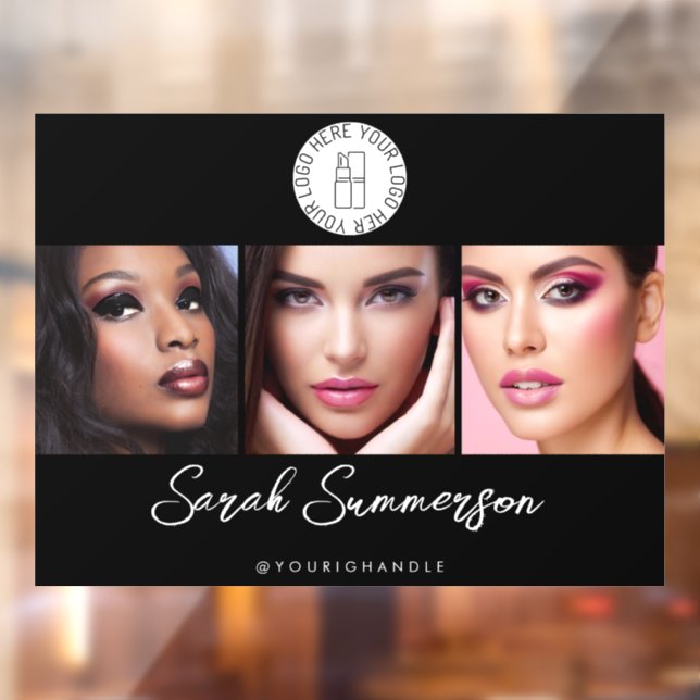 Black White Logo 3 Photo Makeup Studio Window Cling (Sheet 2)